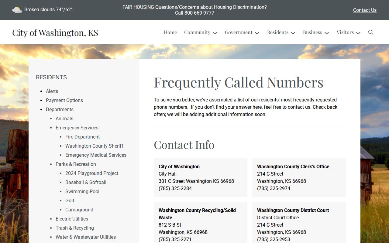 Washington city official contact information for arrest record routing