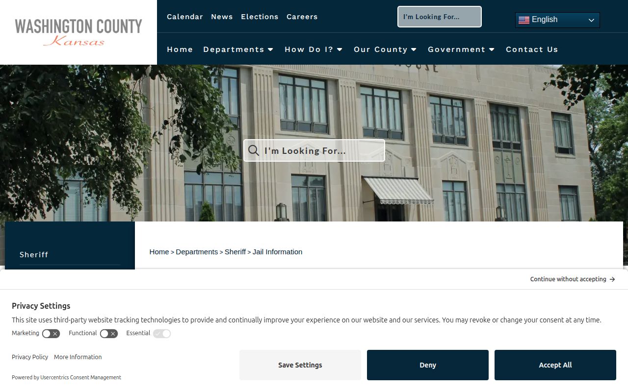 Washington County Jail page with no public arrest roster