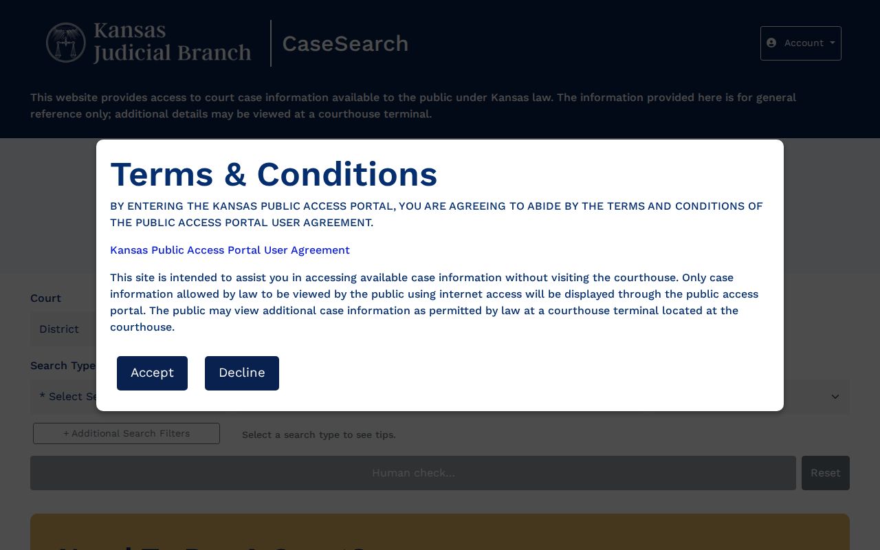 Washington County arrest court record search in Kansas CaseSearch